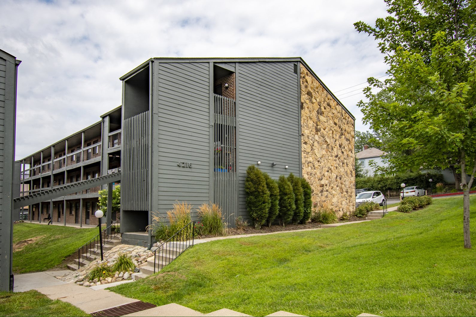 Building exterior at Copper Leaf Apartments in Omaha Nebraska